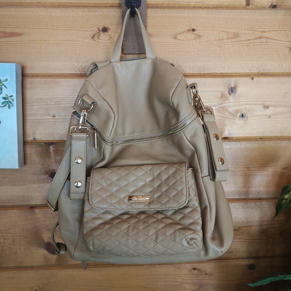 Luli Bebe Diaper Bag Back Pack Vegan Leather Tan ZB4